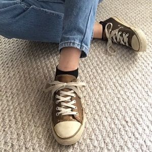 Gold Converse Style Sneakers